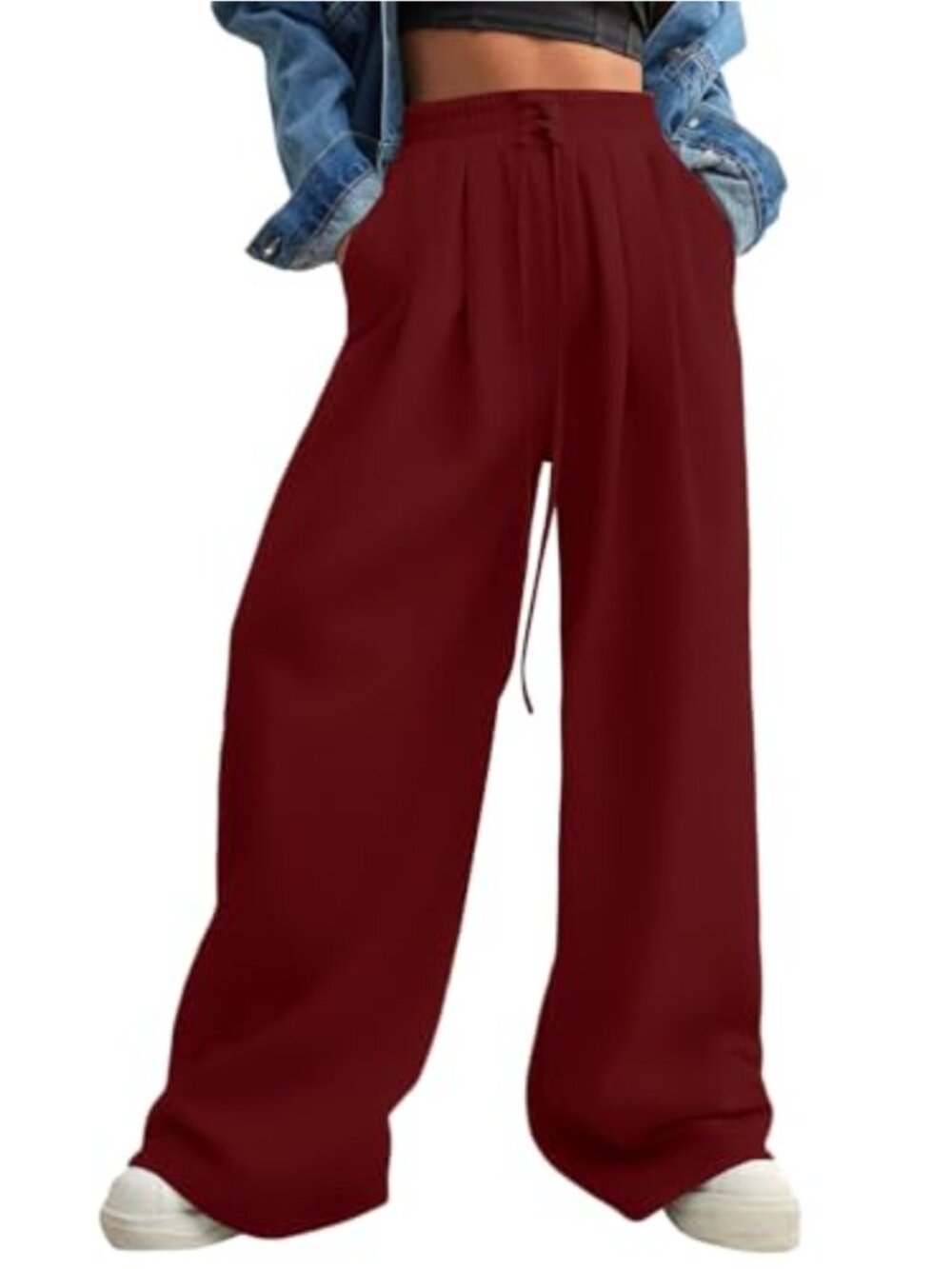 Wide Leg Sweatpants for Women High Waisted Drawstring Lounge Pants with Pockets